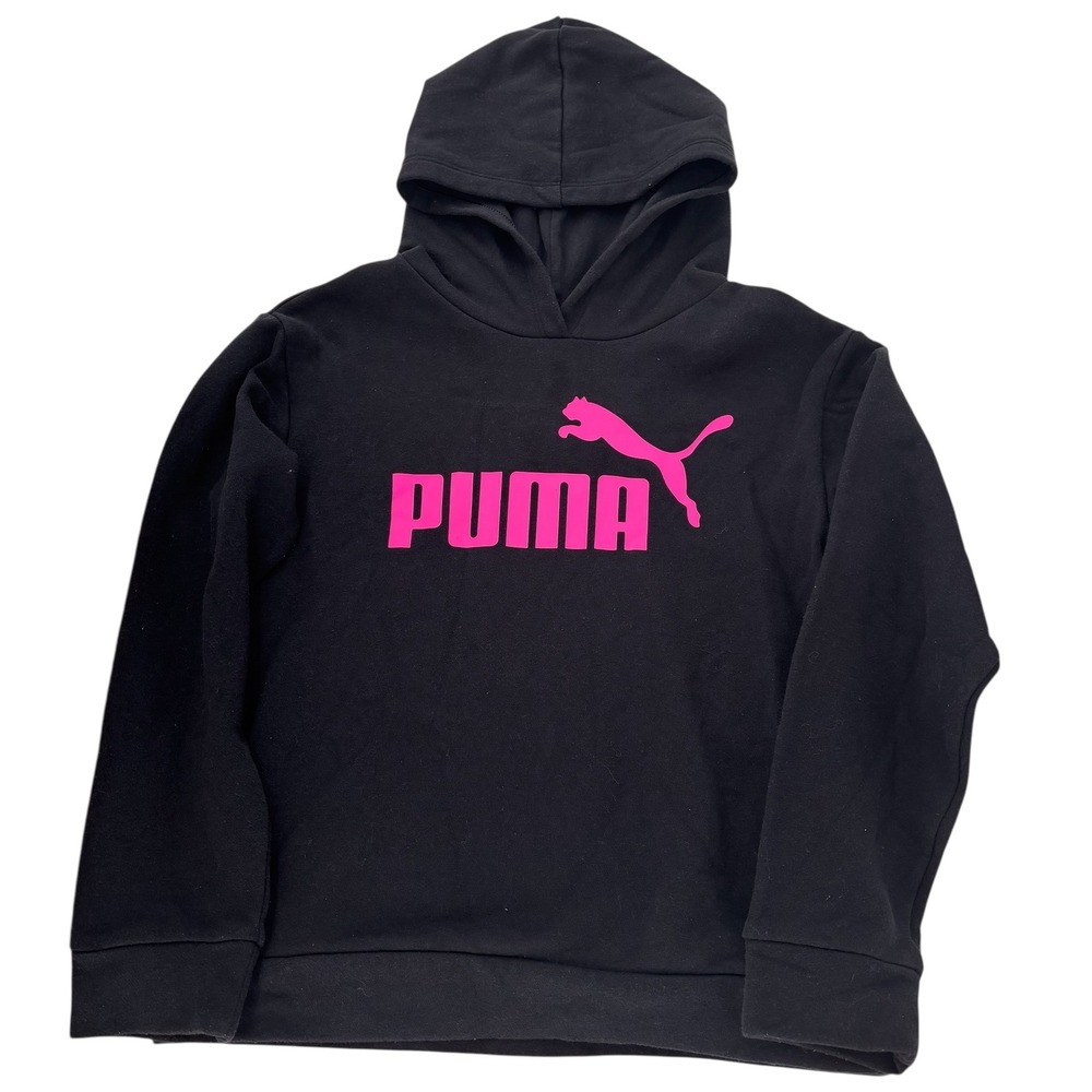 Kids Puma Black‎ Hoodie Pink Logo Size M 10/12 Youth Pullover Casual